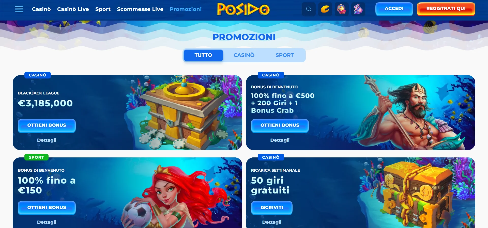 Bonus e promozioni di Posido Casino