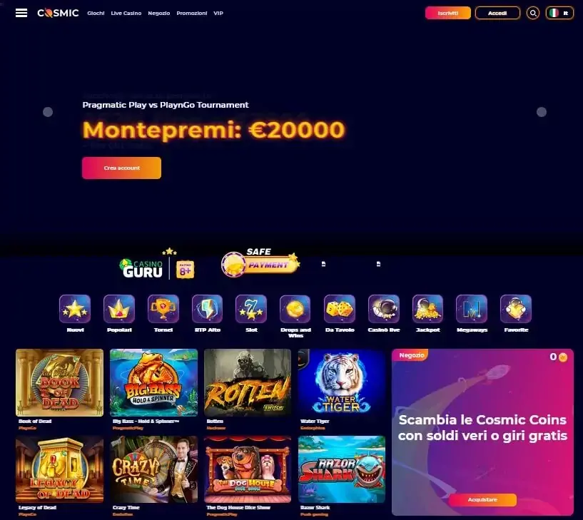 Un'analisi di CosmicSlot specifica per i giocatori italiani.